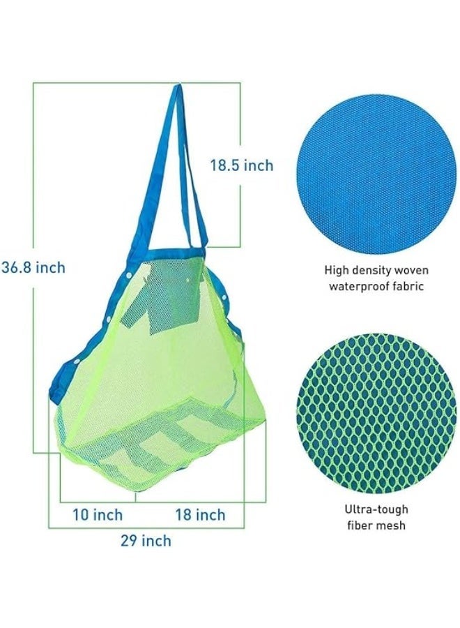 ChicAbode 2 Pcs Mesh Beach Bag Set, Oversized Portable Tote Bag with Small Pouch, Durable Foldable Storage Bag for Beach Towels Toys Picnic and Daily Outdoor Use - Image 2